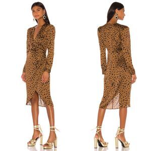 Revolve LPA Animal Print Fabrizia Satin Wrap Dress FLAWEDS XS